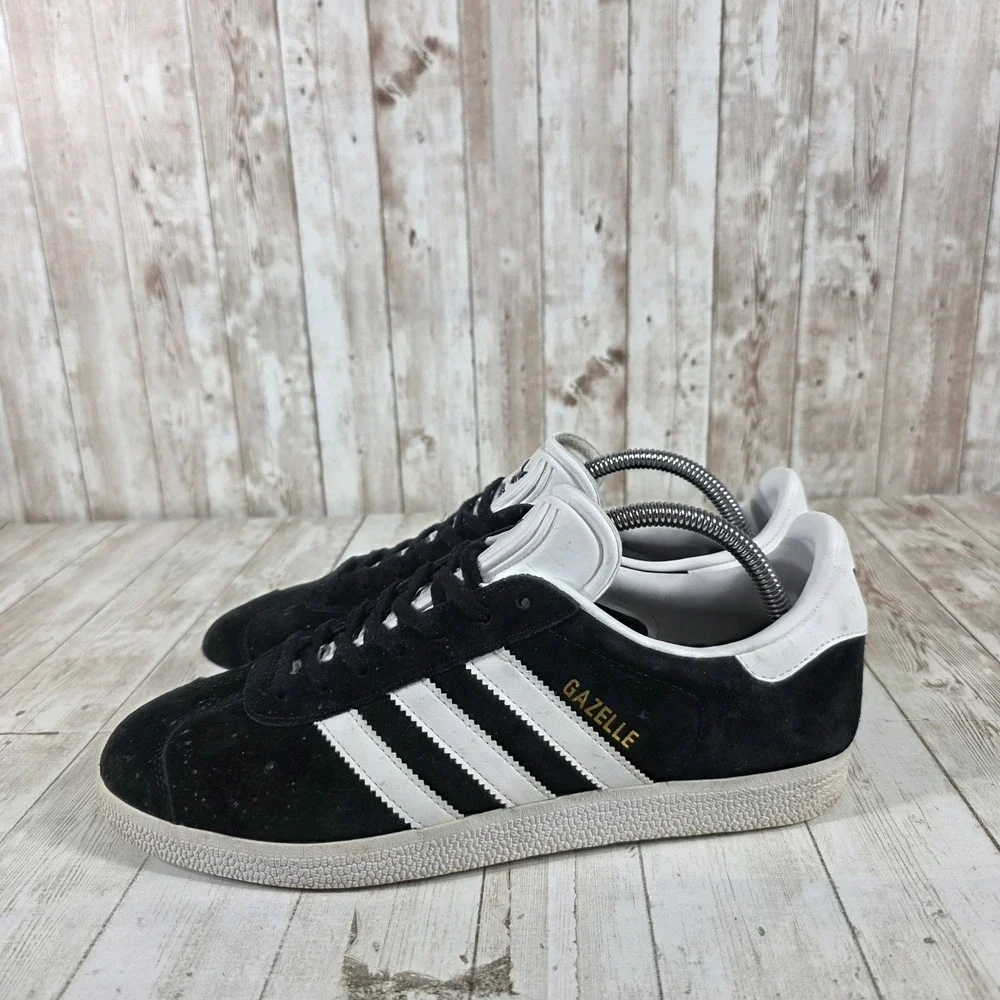 Adidas Gazelle Mens Black White Suede Low Top Sneakers‎ BB5476 Size 8